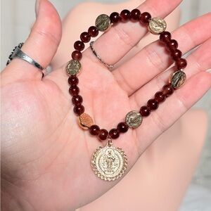 Gold and Brown Beaded Bracelet